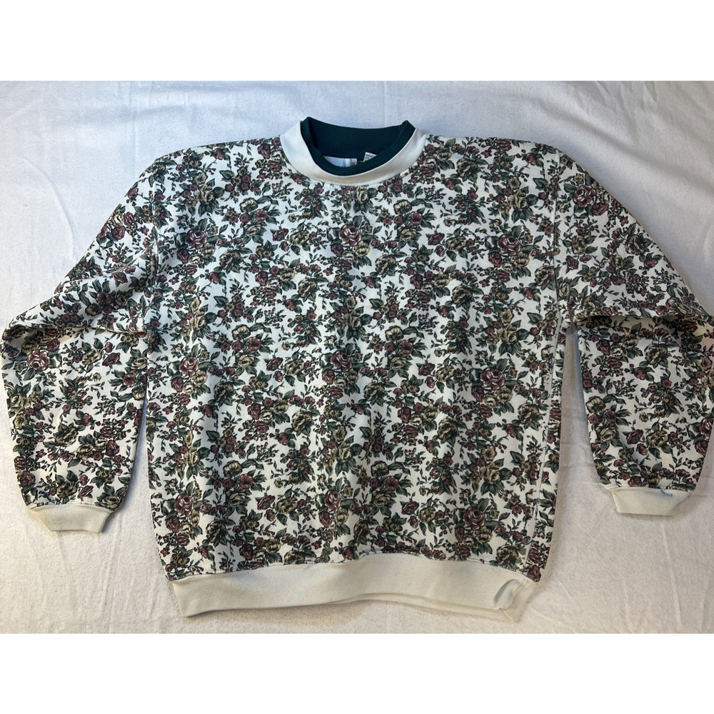 Lauren Brooke Vintage Floral All Over Print Sweatshirt Med Grammy Cottage Core